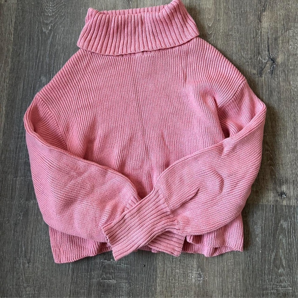 Wild Fable Soft Pink Cowl Neck Cropped Sweater